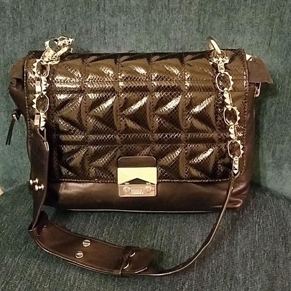 Karl Lagerfeld black leather shoulder Bag